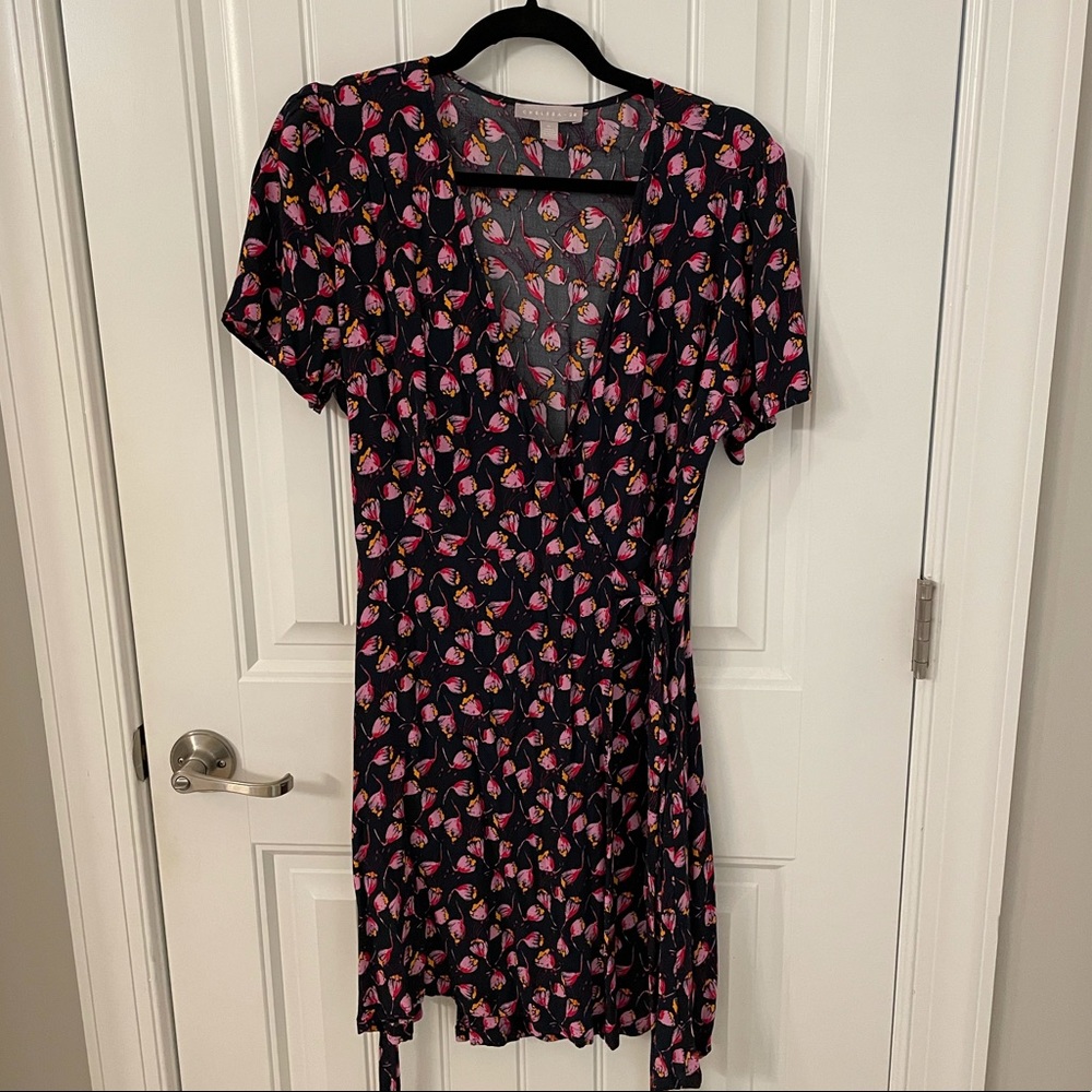 Floral Print Wrap Mini Dress